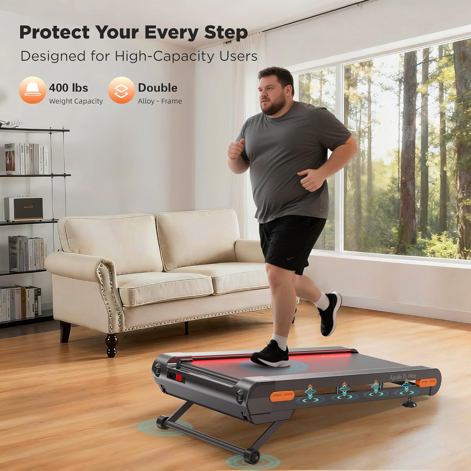 Vitalwalk Walking Pad Treadmill with Incline, 43"x18" Wide Full Deck, Auto Incline, Portable Under Desk Treadmills for Home Office, 4-Way Mobility & Vertical Store, Heavy Duty, APP