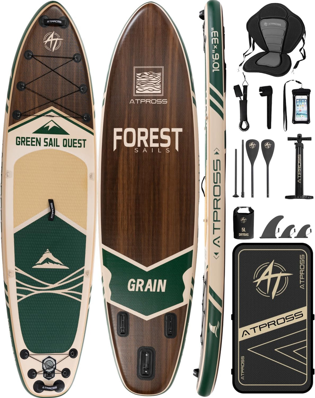 10'6''x33''Inflatable Stand Up Paddle Board, 400lbs Extra Wide Blow Up Paddle Board with Kayak Seat, Premium SUP Accessories Kit & Backpack, Non-Slip Stable Deck Boat for Yoga Fishing Surf
