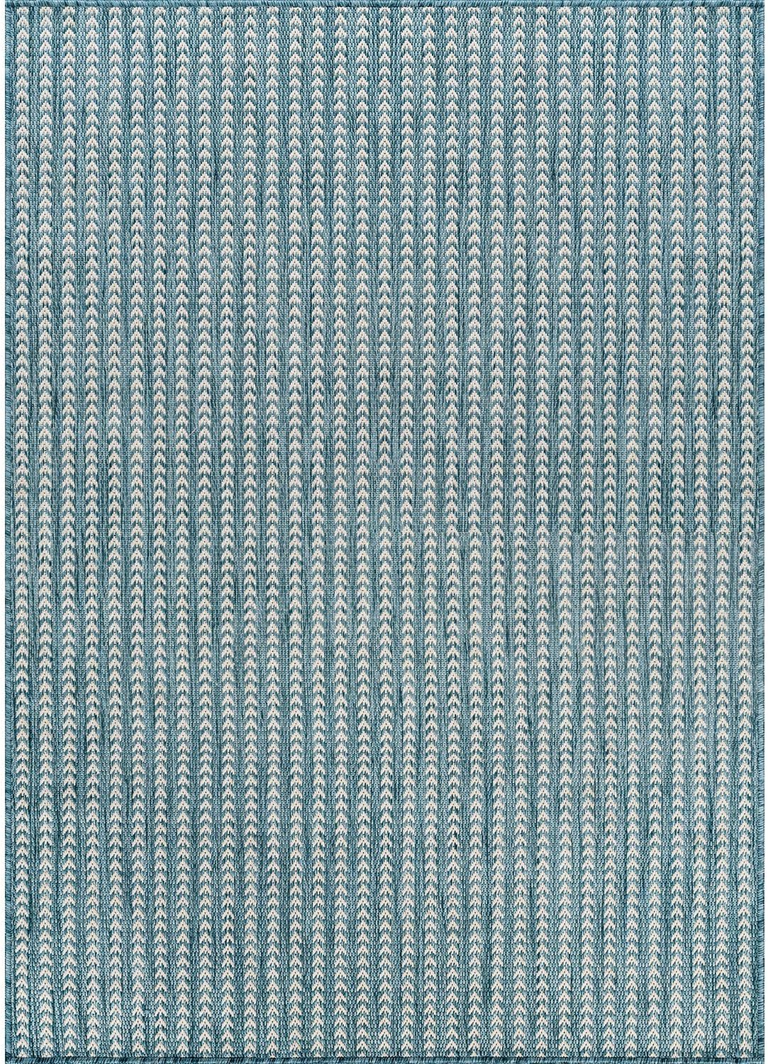 Washable Outdoor Rug 9x12 Modern Area Rugs Outdoor Carpets Striped Pattern Non Shedding Waterproof Easy Clean Patio Deck Porch Living Room Bedroom Garden RV (9 X 12 Aqua)