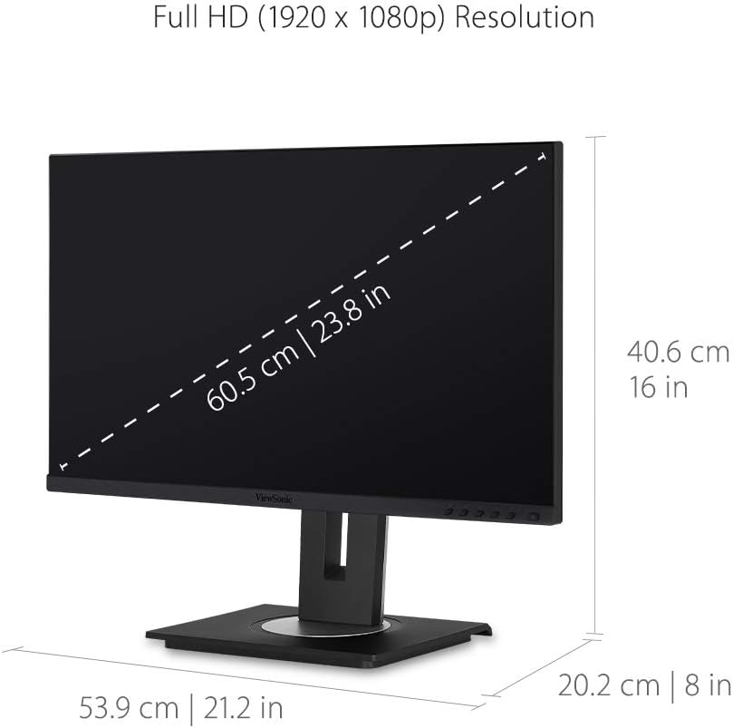 ViewSonic VG2456 24 Inch 1080p Monitor with USB 3.2 Type C Docking Built-in Gigabit Ethernet and 40 Degree Tilt Ergonomics for Home and Office (Renewed)