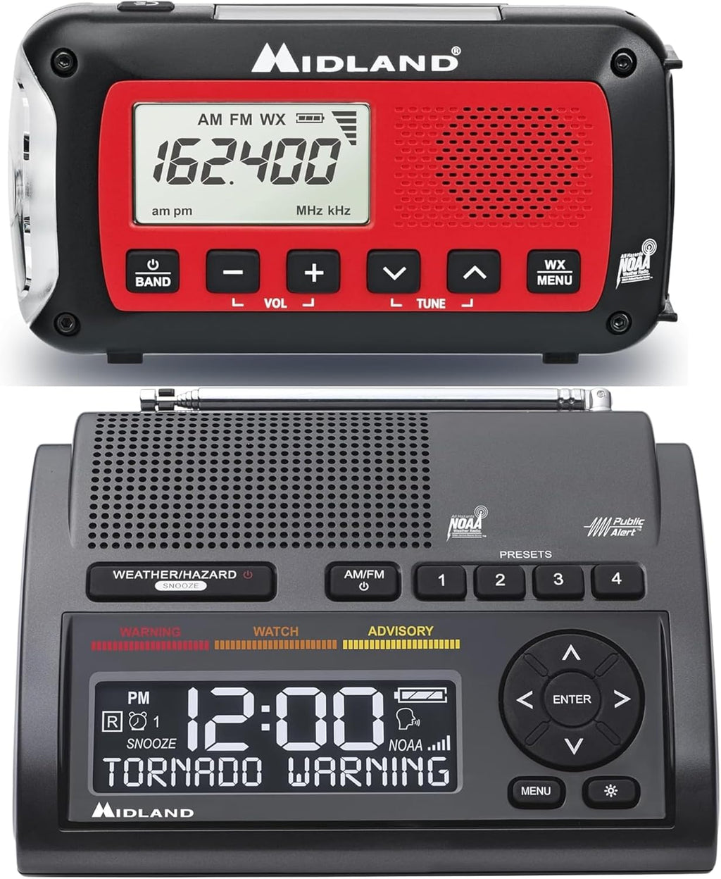 Midland Deluxe Home and Travel Emergency Radio - NOAA Weather Alert Scanner, Flashlight, Alarm Clock and AM/FM