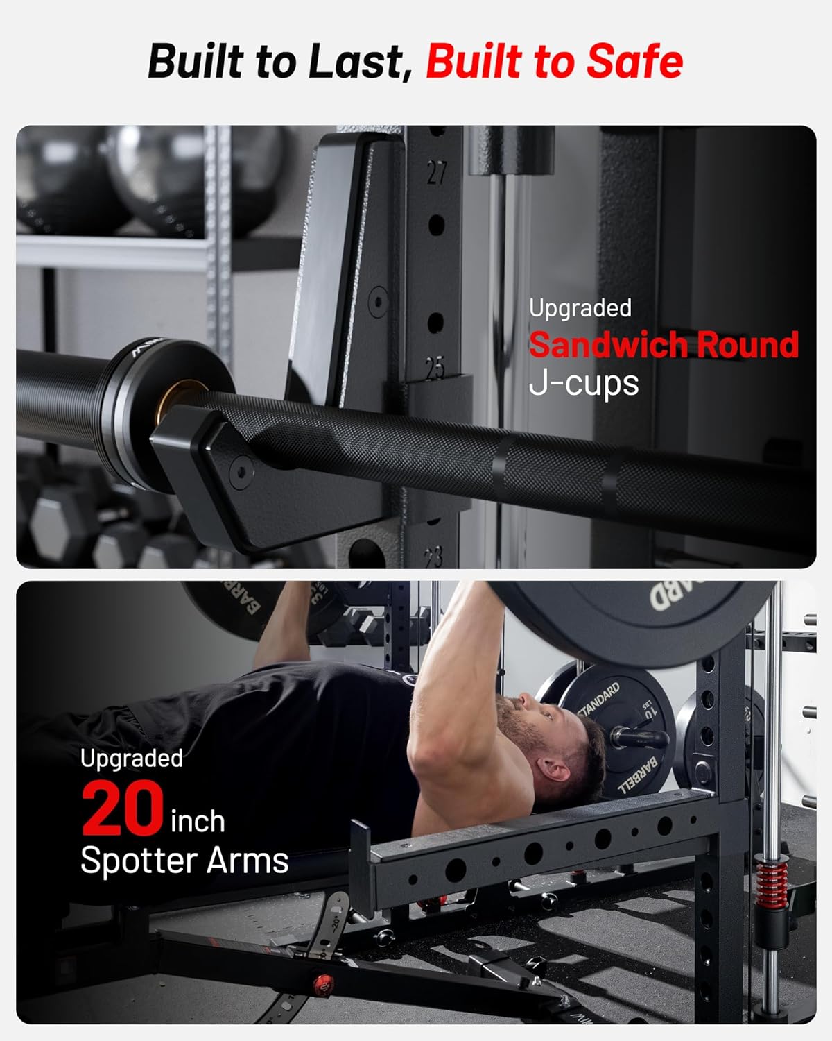 Mikolo M4 2.0 Standard/Ultra/Elite Smith Machine, 2200lbs Squat Rack with LAT-Pull Down System & Cable Crossover Machine, Training Equipment with Leg Hold-Down Attachment