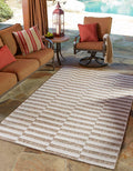 Unique Loom Outdoor Striped Collection Area Rug - Striped (10' x 14' 1" Rectangle Taupe/Ivory)