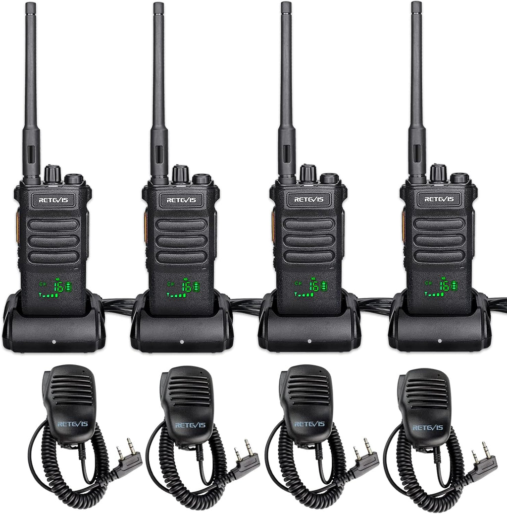 Retevis RT86 2 Way Radio Long Range,Professional Radio Walkie Talkies with Mic,Heavy Duty Two Way Radios,High Power, 2600mAh, Rechargeable Radios for Adults Warehouse Industrial Manufacturing(4 Pack)