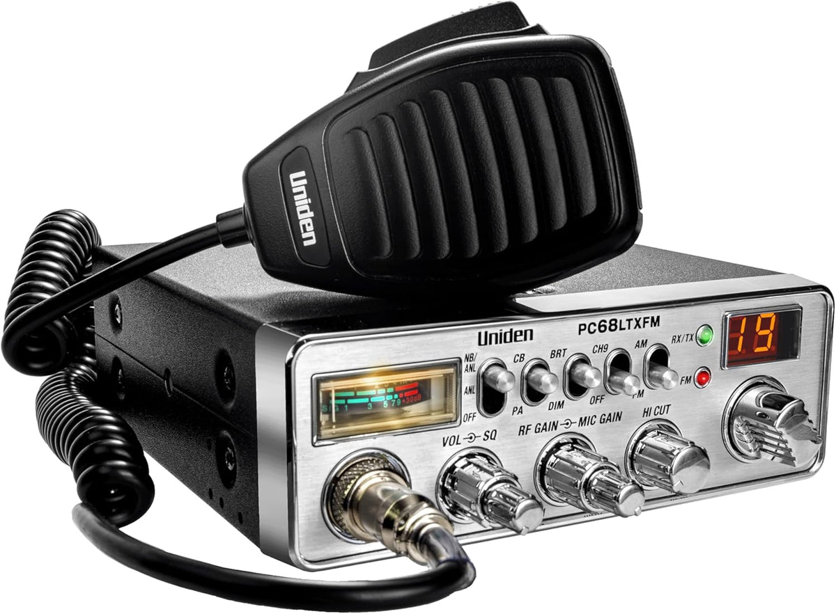 Uniden PC68LTXFM Professional 40-Channel CB Radio with Dual-Mode AM/FM, Integrated SWR Meter, PA/CB Function, Hi Cut, RF/Mic Gain Control, and Instant Channel 9