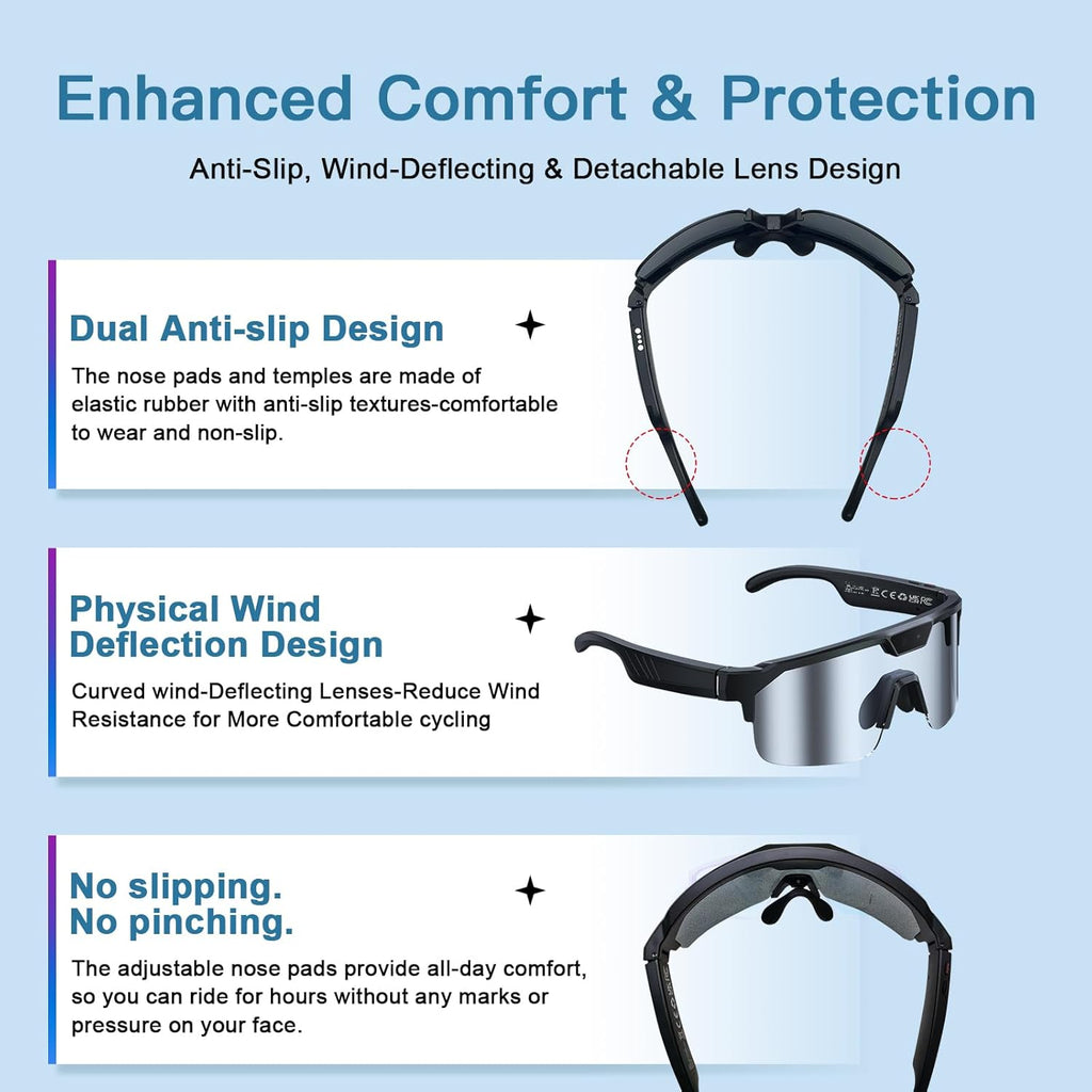 GenXenon AI Smart Glasses with Camera, 4K Video Recording Sunglasses with Camera, UV400 Polarized, Voice Assistant & 6-Axis EIS Stabilization, Unisex Bluetooth Glasses for Cycling/Hiking/Baseball -S