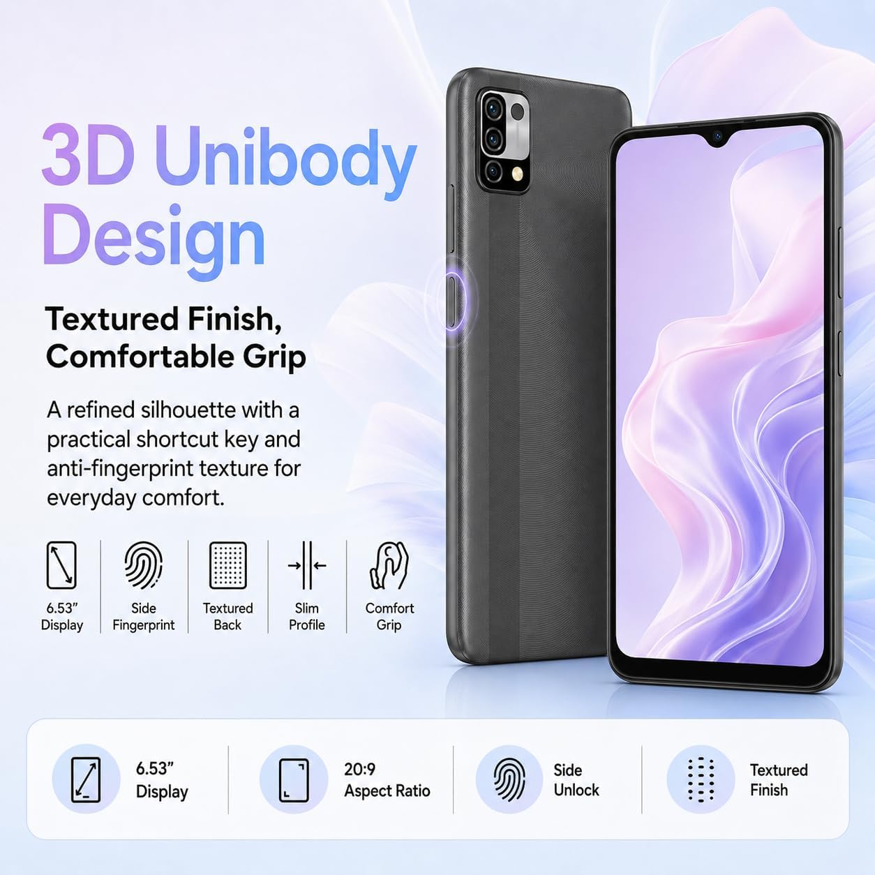 UMIDIGI Unlocked Cell Phone, Power 5 Smartphone 4+128GB, Helio G25 Octa-Core 6150mAh, 6.53 HD Display Phones with 16MP+8MP Camera, 4G Dual SIM, Infrared Thermometer and Fingerprint&AI Face Unlock