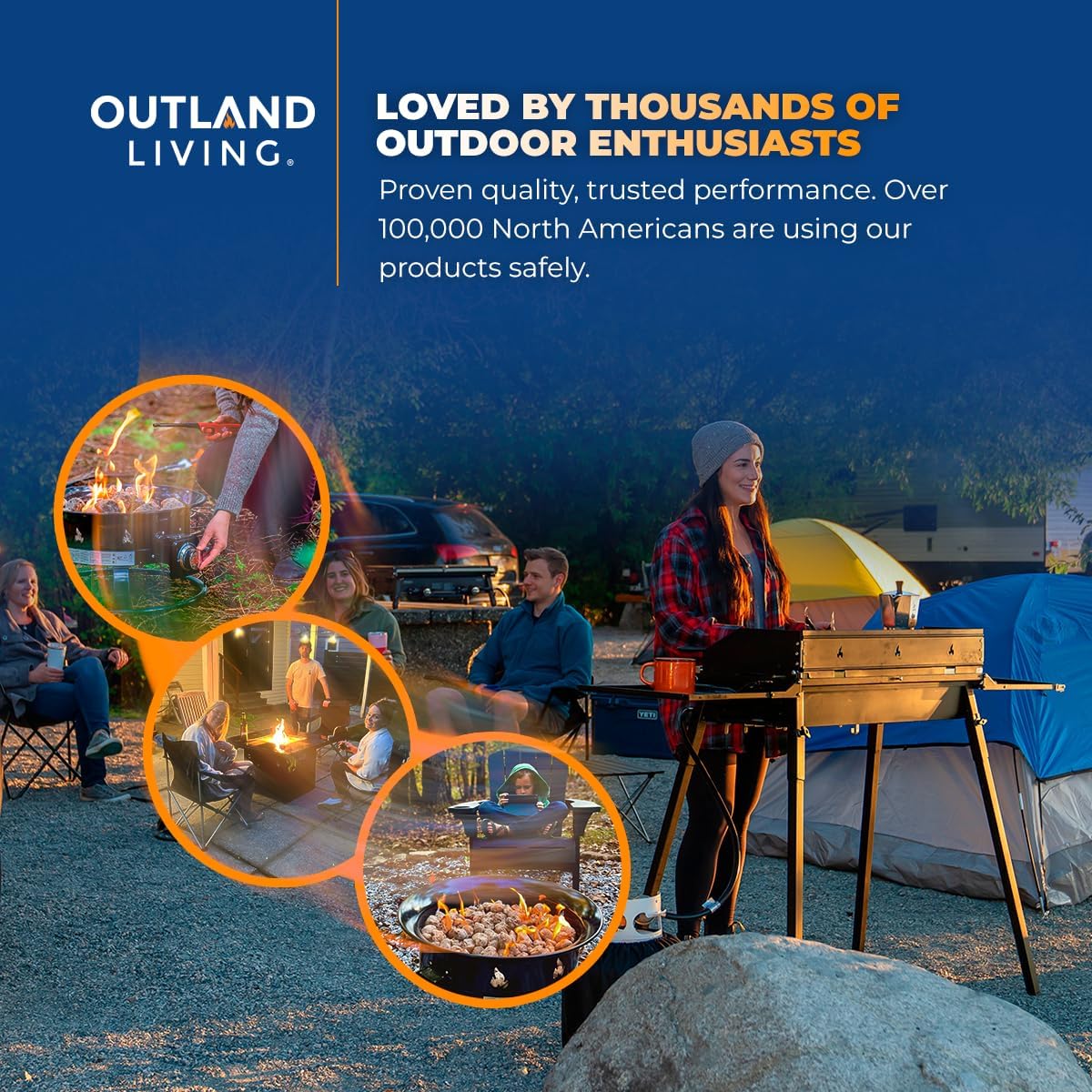 Outland Living Portable Propane Fire Pit, 19-inch, 58,000 BTU with Fire Pit Cover & Carry Kit, Smokeless Gas Firebowl | Perfect for Camping, Patio, Backyard, Tailgating, Deck, RV| Black 893 Deluxe