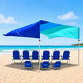 MillionShades® Beach Shade Canopy – No Ropes, No Sandbags, Quiet in Wind, 14x14 ft Wind-Propelled® Beach Shade Sail, UPF 50+, Grande for 10+ People
