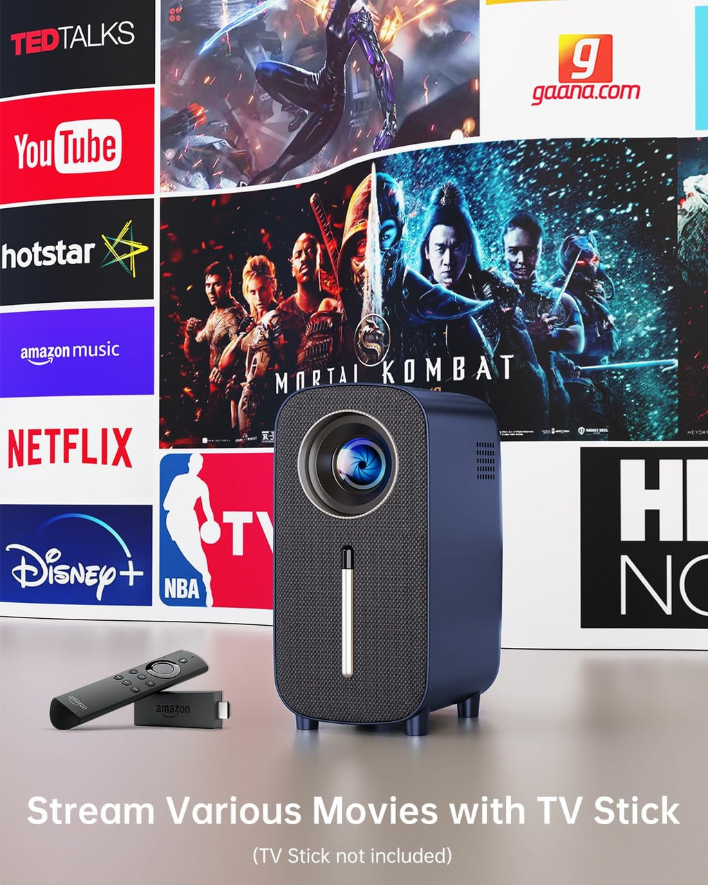 Mini Portable Bluetooth Movie Projector: HISION 1080P 4K Outdoor Home TV Proyector 8500L HD Video Led Projectors Gaming Cinema Theater Camping Support TV Stick Laptop Phone Tablet HDMI USB Blue