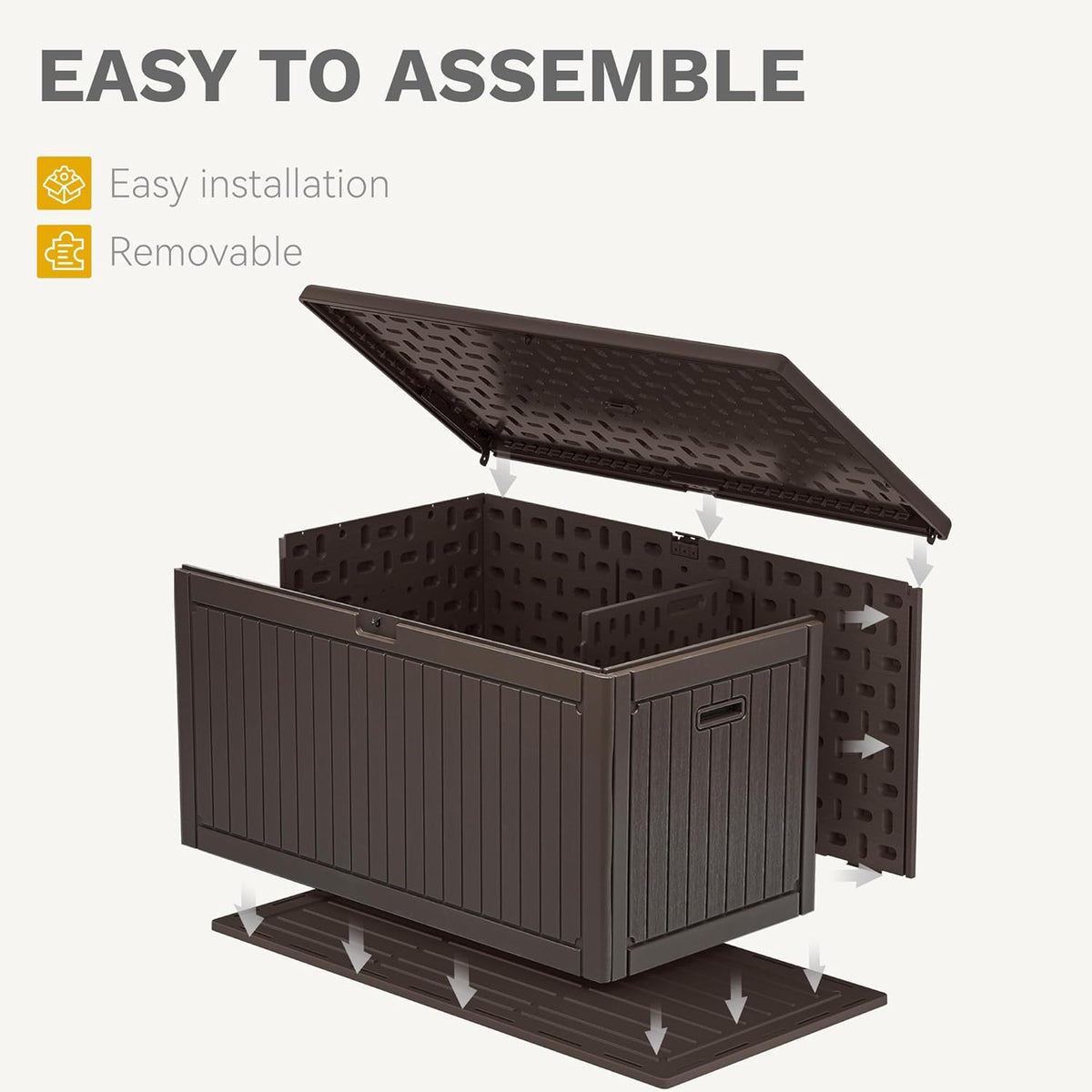 DWVO 320 Gallon Resin Outdoor Storage Box, XXL Double-Wall Waterproof Deck Box with Divider, Doubles as Table or Seating with 1000 lbs Capacity, Lockable (Brown)