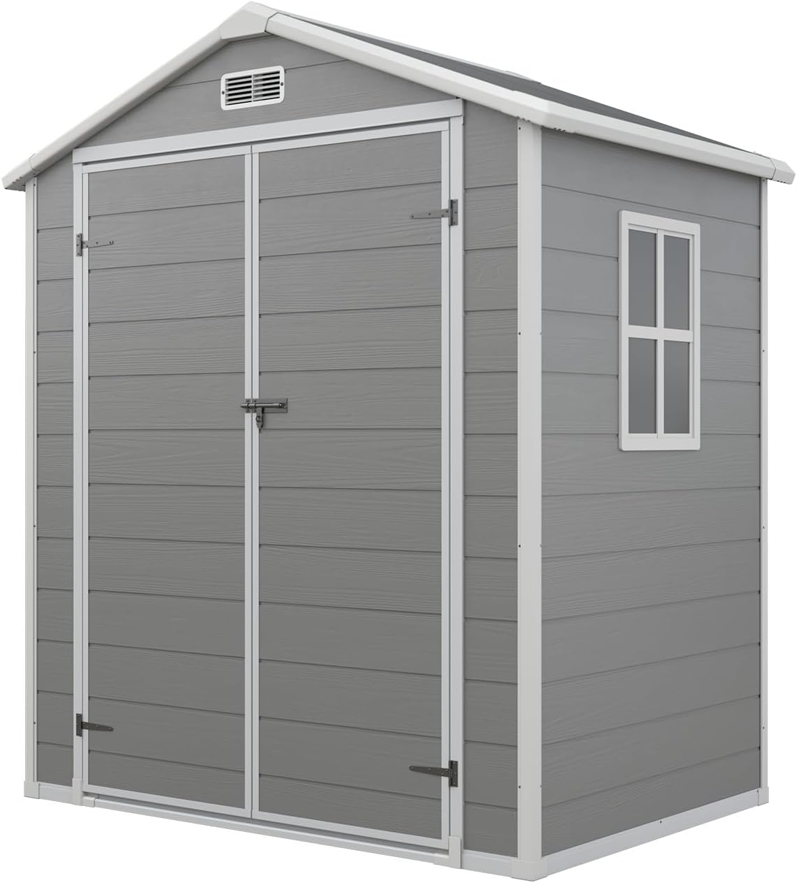 Aoxun 6x4 FT Outdoor Storage Shed, Plastic Garden Resin Shed with Floor and Window for Patio, Lawn, Outdoor Storage with Lockable Door for Bike, Tools, Garbage Can, Grey