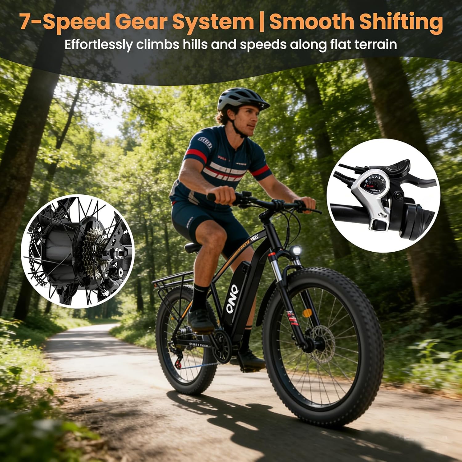 Electric Bike for Adults, 1500W Peak Motor 28MPH, 48V 15AH Removable Battery, 60Miles Range, UL 2849 Certified, 26*4 Fat Tire Ebike Dual Disc Brakes, Shimano 7-Speed for Commute & Outdoor Adventure
