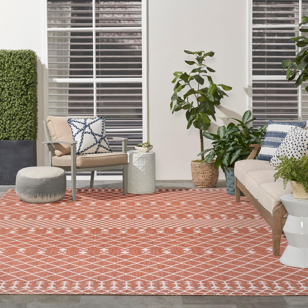 Nourison Home Positano Terracotta 9' x 12' Area Rug - Easy Clean, Non Shedding, Bed Room, Living Room, Dining Room, Kitchen (9' x 12')