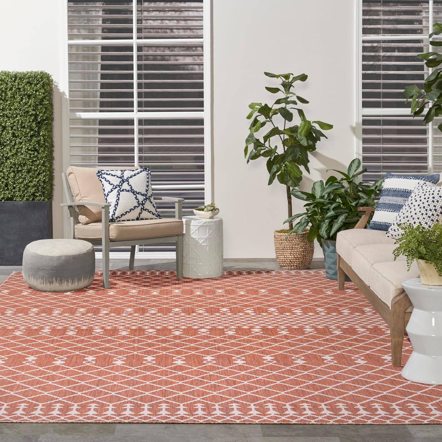 Nourison Home Positano Terracotta 9' x 12' Area Rug - Easy Clean, Non Shedding, Bed Room, Living Room, Dining Room, Kitchen (9' x 12')