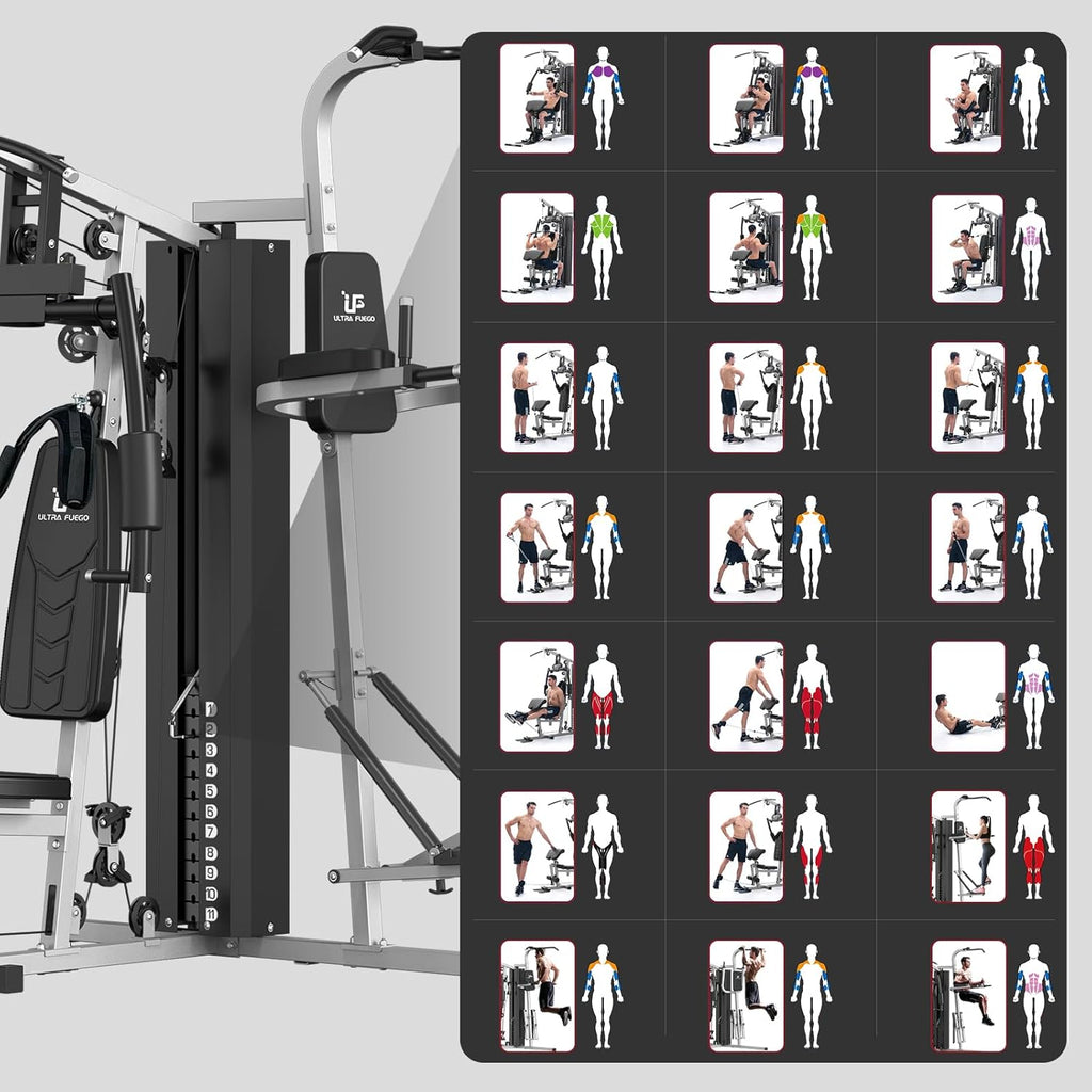 ULTRA FUEGO Multifunctional Home Gym Equipment Workout Station with Pulley System, Arm, and Leg Developer for Full Body Training