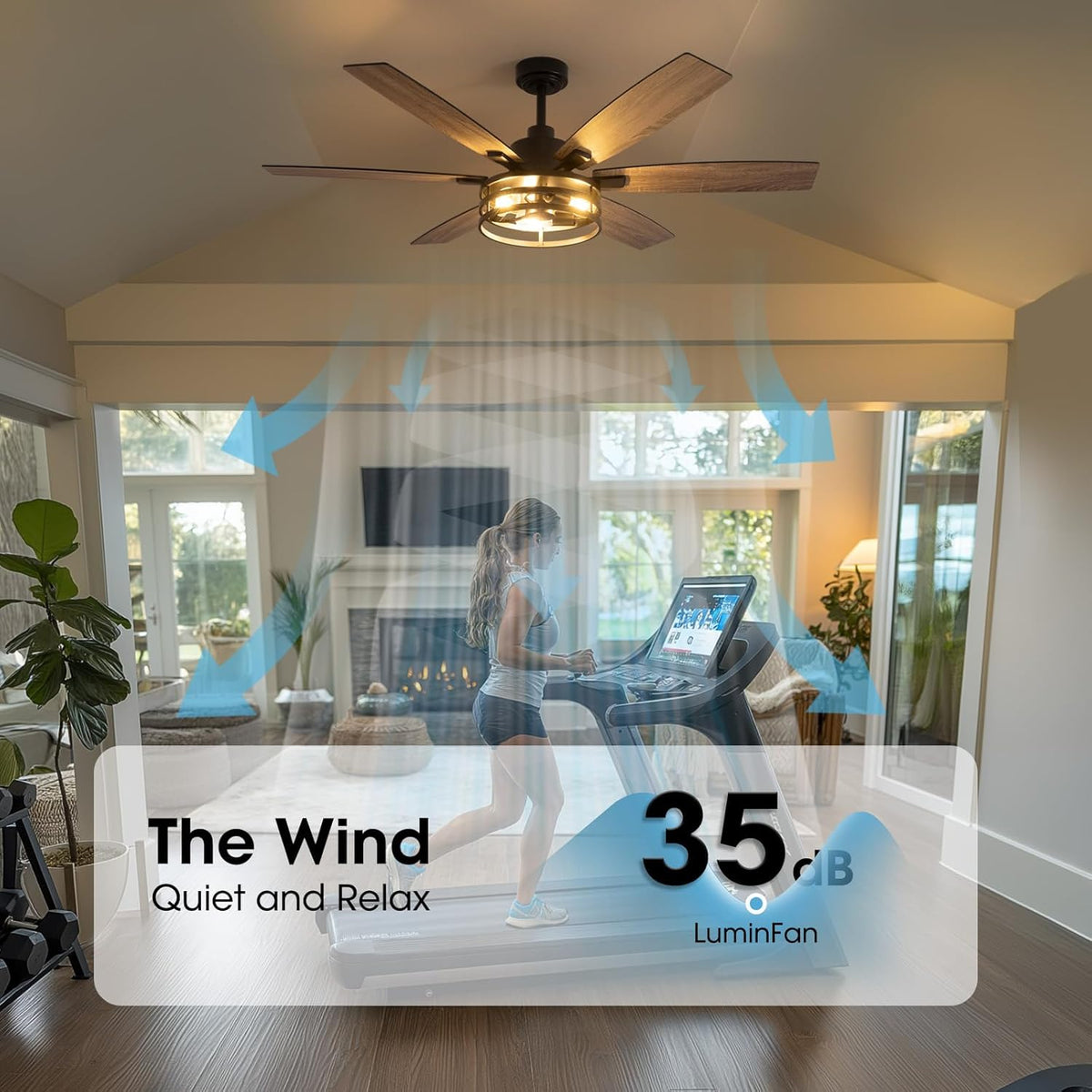 LuminFan 60 Inch Ceiling Fans with Lights and Remote Control, Farmhouse Ceiling Fan for Bedroom Living Room and Patio, Black Caged Ceiling Fan for Indoor and Outdoor