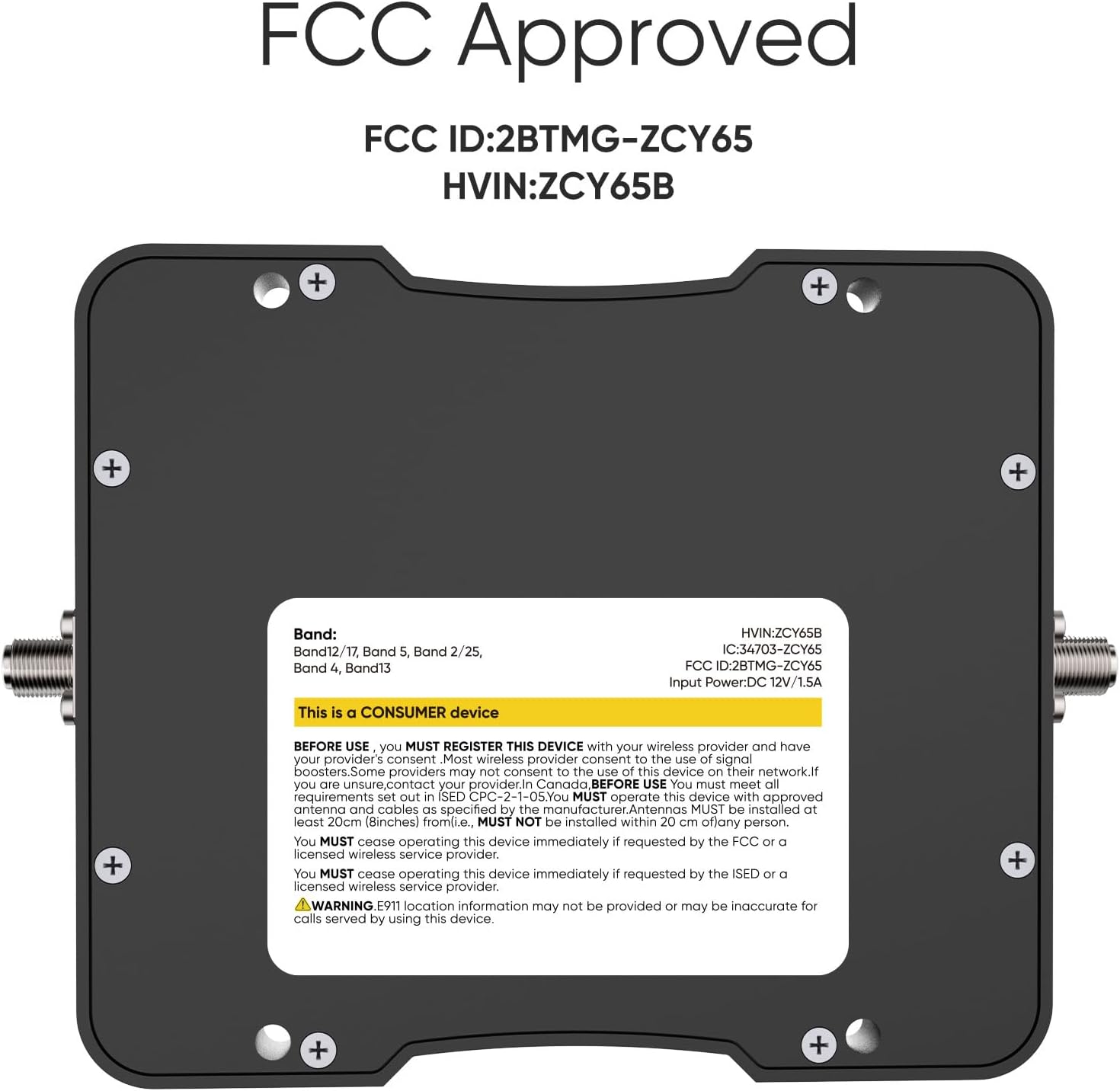 Cell Phone Booster for Truck RV Vehicle, Cell Phone Signal Booster Compatible with All U.S. Carriers AT&T, Verizon, T-Mobile & More, Boosts 5G/4G LTE/3G Signal for Band 4/12/13/17/5/2/25