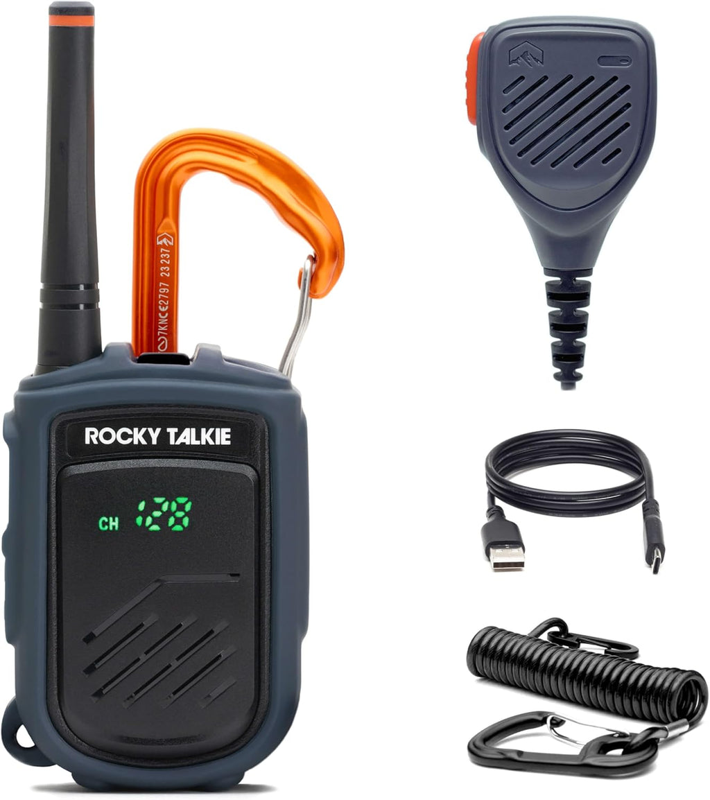 Rocky Talkie Rocky Talkie Mountain Radio with Waterproof Handmic - Long Range Walkie Talkie, FRS Handheld Radio, 4 Day Battery Life, Max Durability, 1 Pack