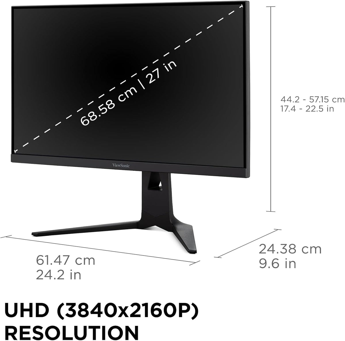ViewSonic XG275D-4K 27 Inch 4K UHD Gaming Monitor with Switchable Refresh Rate Up to 320Hz, 0.5ms Response Time, AMD FreeSync Premium, Advanced Ergonomics, HDMI, DisplayPort, and 65W USB-C