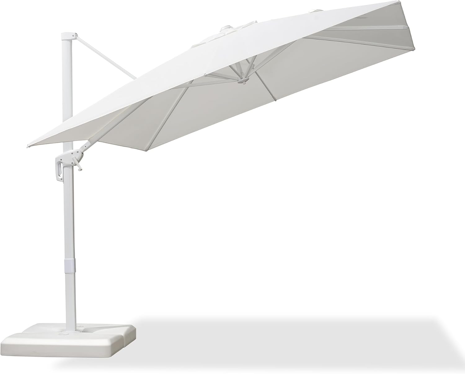 PURPLE LEAF 9 FT Patio Umbrella Outdoor White Cantilever Umbrella Aluminum Square Outdoor Offset Umbrella Hanging Windproof with 360° Rotation for Garden Deck Pool, White