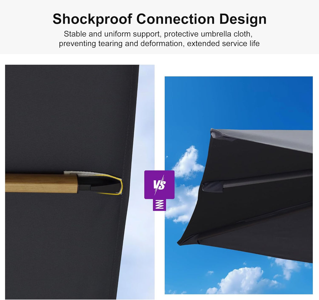 PURPLE LEAF 11FT Patio Umbrella Square Cantilever Umbrella Teak Finished Aluminum Frame Large Windproof Offset Outdoor Sun Umbrellas for Beach Pool Deck, Grey