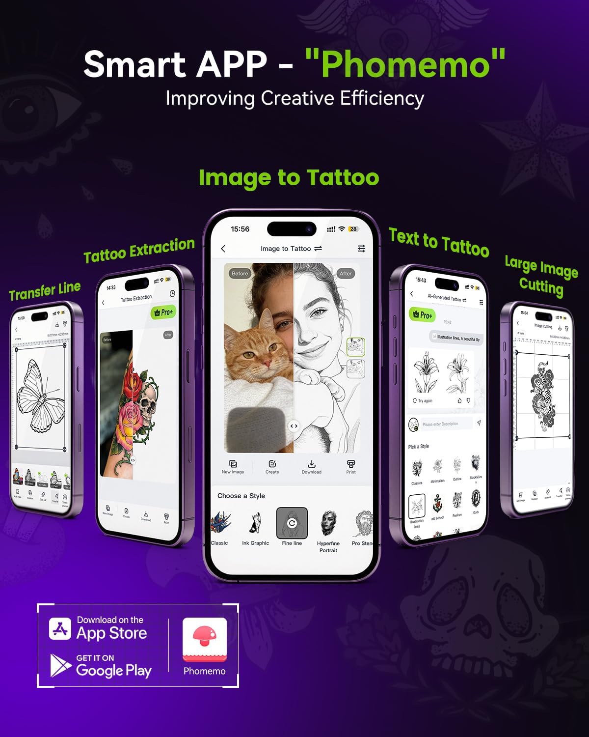 Phomemo M08F Plus Tattoo Stencil Printer with Touchscreen, Bluetooth Tattoo Printer Machine with 10pcs Premium Transfer Paper, Compatible with Phone/Tablet/PC, Tattoo Supplies for Tattoo Artists