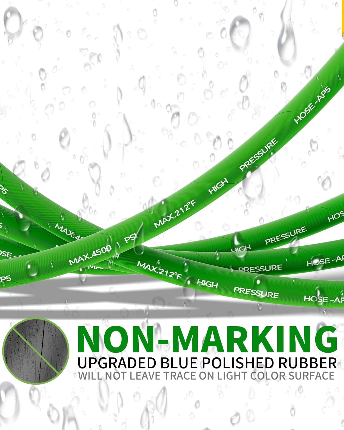 Pressure Washer Hose 100FT 3/8" for Cold and Hot Water 212°F, with Swivel Quick Connect, 4500PSI Kink Resistant Grade Steel Wire Braided, Power Washer Hose With 2pcs M22-14mm Adapter