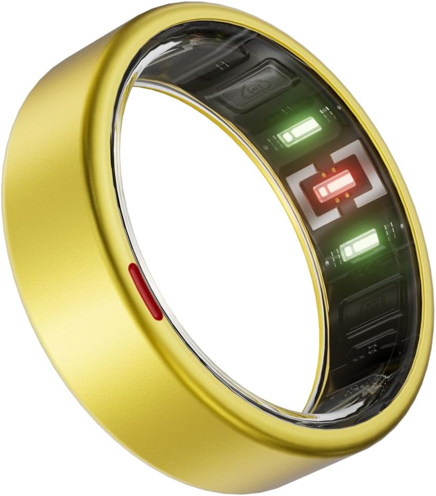 POBOVi Gen 2 Titanium Smart Ring for Women & Men, Sleep & Heart Rate Tracker, No Subscription, Size Before You Buy (Gold, 7)
