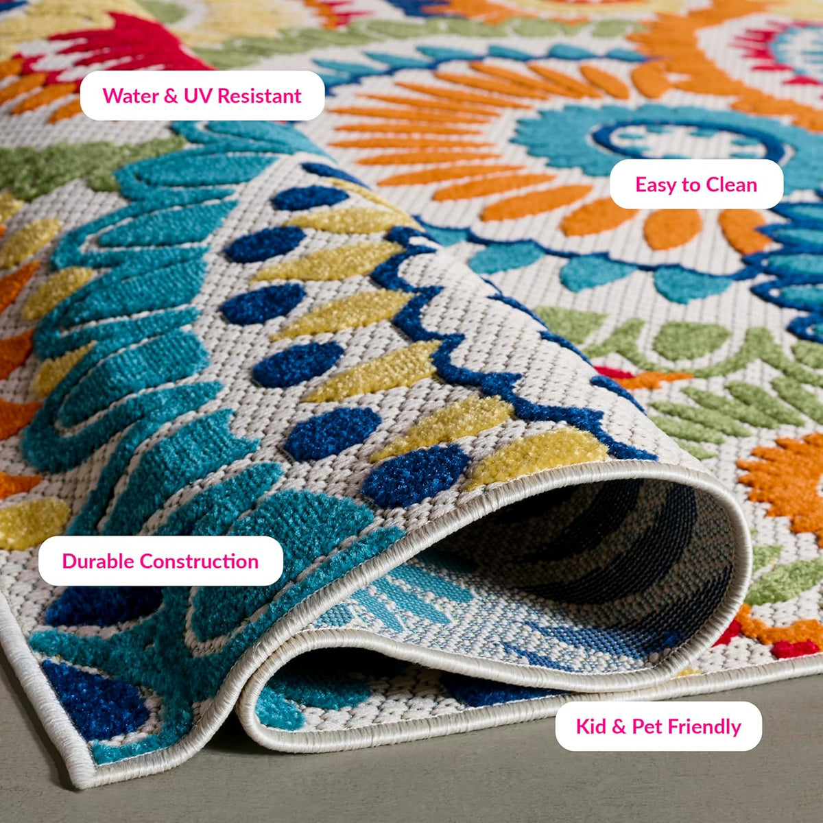 SAFAVIEH Washable Rug Outdoor Cabana Collection - 9' x 12', Blue & Ivory, Non-Shedding & Easy to Clean, Ideal for Patio, Backyard, Mudroom (CBN382M)