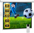 Pyle 72" Portable Motorized Matte White Projector Screen - Automatic Projection Display with Wall/Ceiling Mount, Remote and Case - for Home Movie Theater, Slide/Video Showing - PRJELMT76