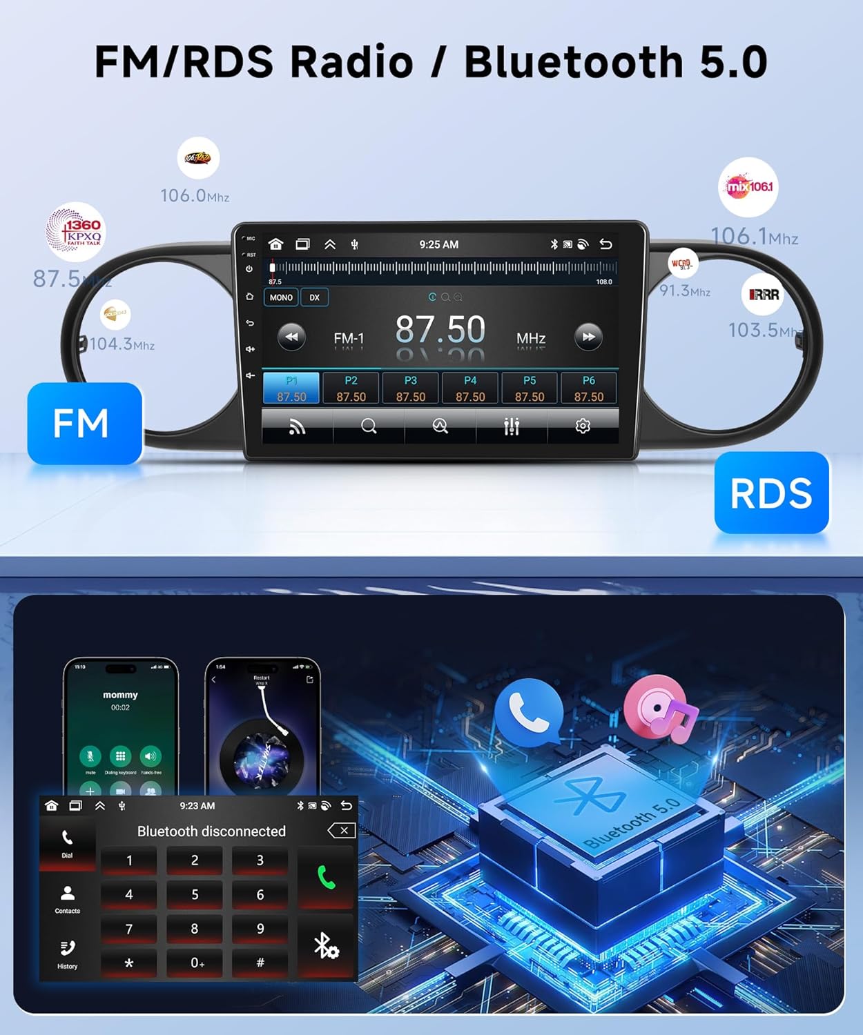 6+128G-8Core Car Stereo for Toyota Scion xB 2007-2019 Wireless Carplay Android Auto,9" IPS Touch Screen,Android/GPS/WiFi/32EQ DSP/59UI/Bluetooth5.0/SWC/Backup Camera&Mic for Scion Radio