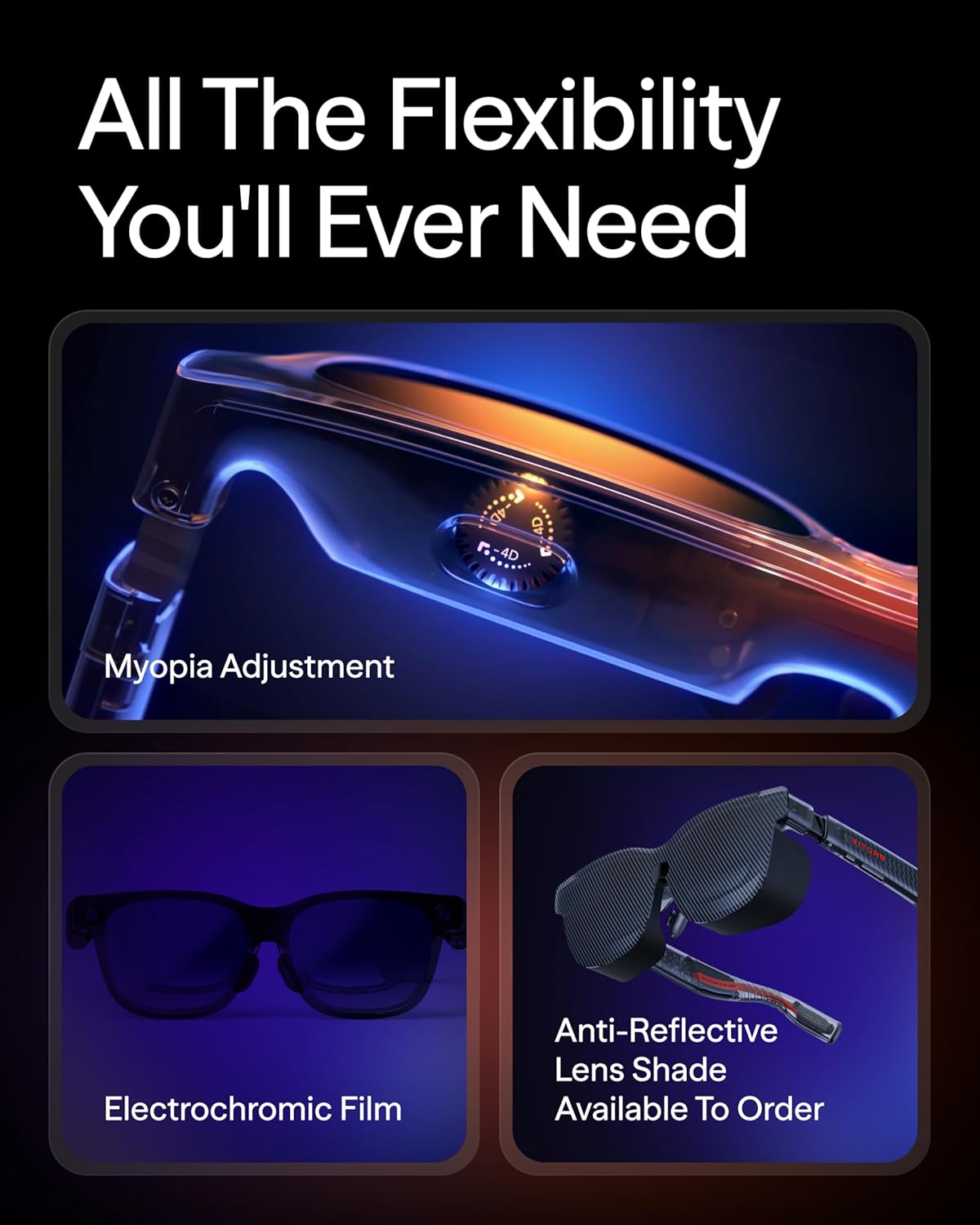VITURE Luma Pro XR Glasses — 152” 1200p 120Hz Ultra Sharp Display, 52° FOV, Electrochromic Film,Myopia Adjustments, Harman Audio, AR Glasses for iPhone 17/16/15, Android, Mac, PC, Steam Deck, Switch 2