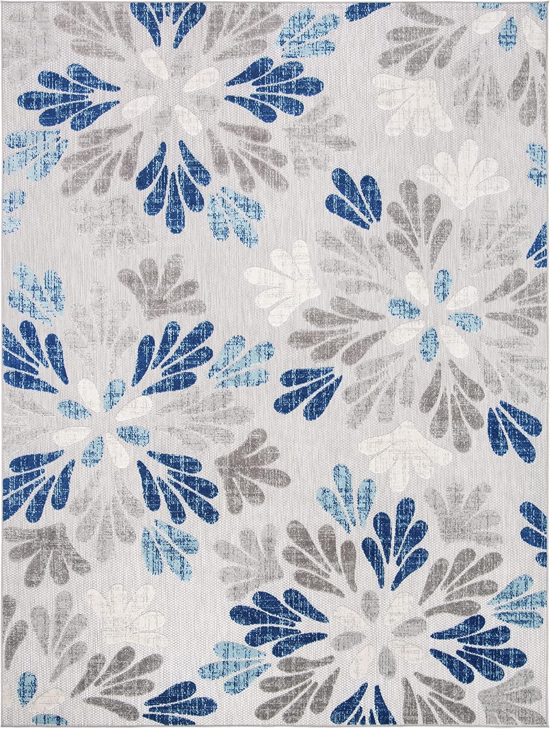 SAFAVIEH Washable Rug Outdoor Cabana Collection - 9' x 12', Grey & Blue, Non-Shedding & Easy to Clean, Ideal for Patio, Backyard, Mudroom (CBN800F)