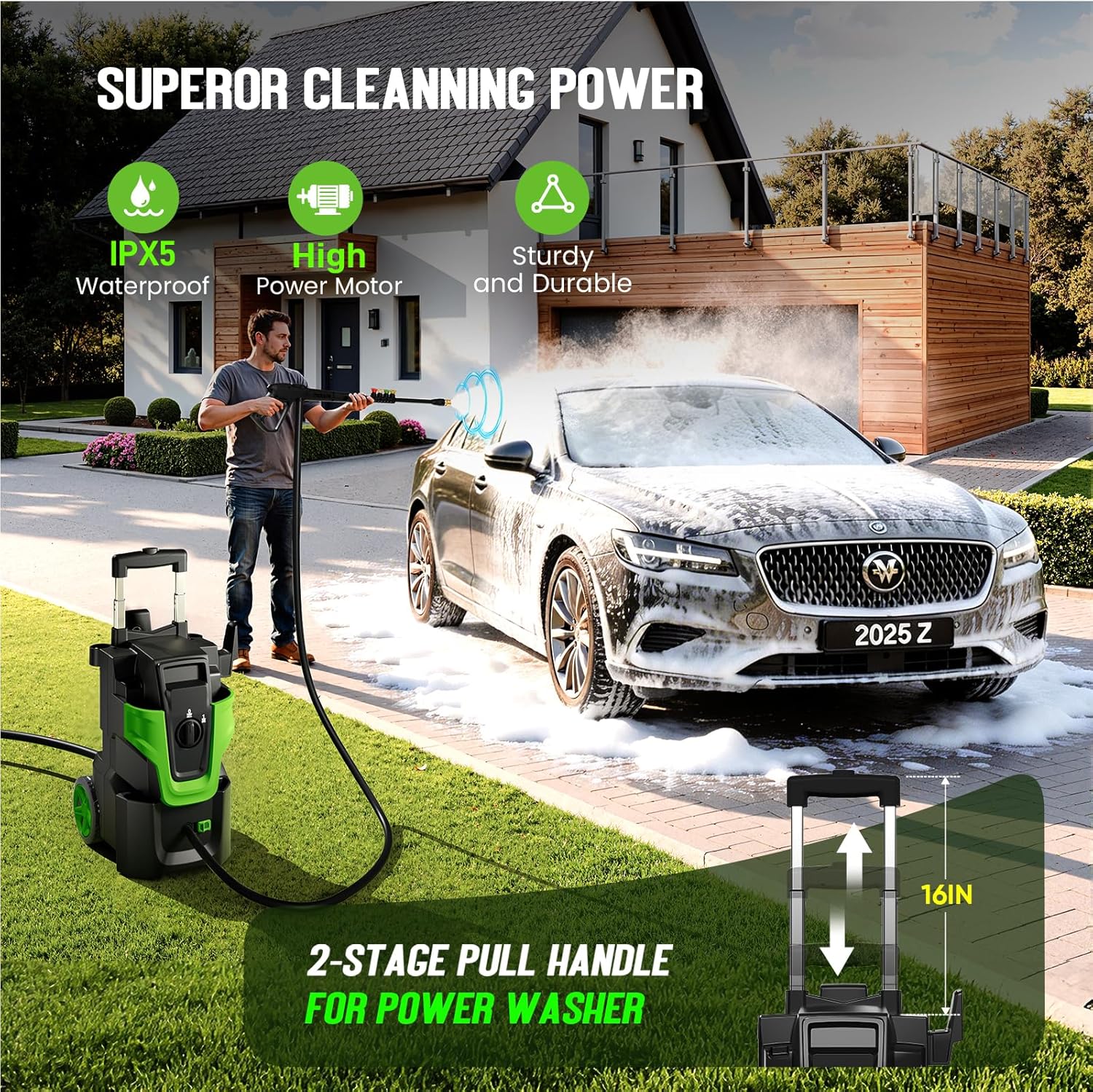 Heavy Duty 5000 MAXPSI Pres*Sure Washer, Power Cle*aner, Green