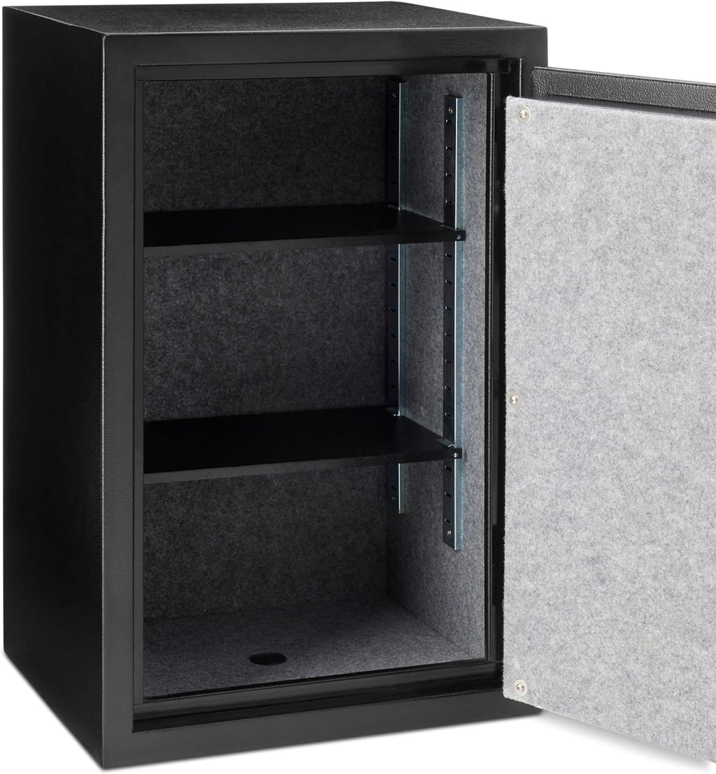 Amazon Basics Fire Resistant Security Safe with Electronic Keypad, Anti-theft Protection for Important Documents and Valuables, 2.1 Cubic Feet, 16.93"W x 13.8"D x 25.98"H, Black