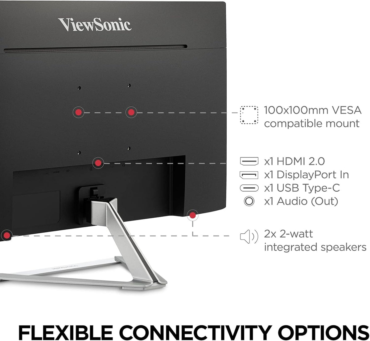 ViewSonic VX2776-4K-MHDU 27 Inch 4K Monitor, IPS with 65W USB-C and HDR10 for Ultimate Home and Office Entertainment, Ultra-Thin Bezels, DisplayPort for Daisy Chain, and HDMI Inputs
