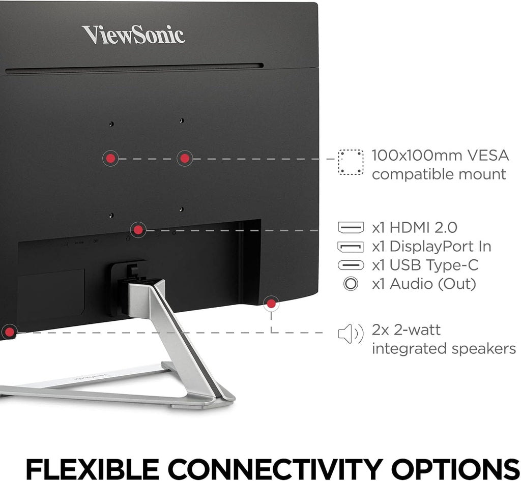 ViewSonic VX2776-4K-MHDU 27" 4K UHD IPS Monitor, 65W USB C, HDR10 Content Support, Thin Bezels, HDMI, DisplayPort (Renewed)