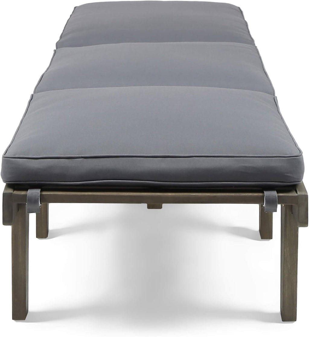Christopher Knight Home Elliott Outdoor Acacia Wood 3 Piece Chaise Lounge Set, Gray Finish, Dark Gray