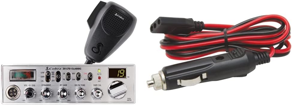 Cobra 29 LTD Professional CB Radio, Black & RoadPro RPPS-220 Platinum Series 12V 3-Pin Plug Fused Replacement CB Power Cord