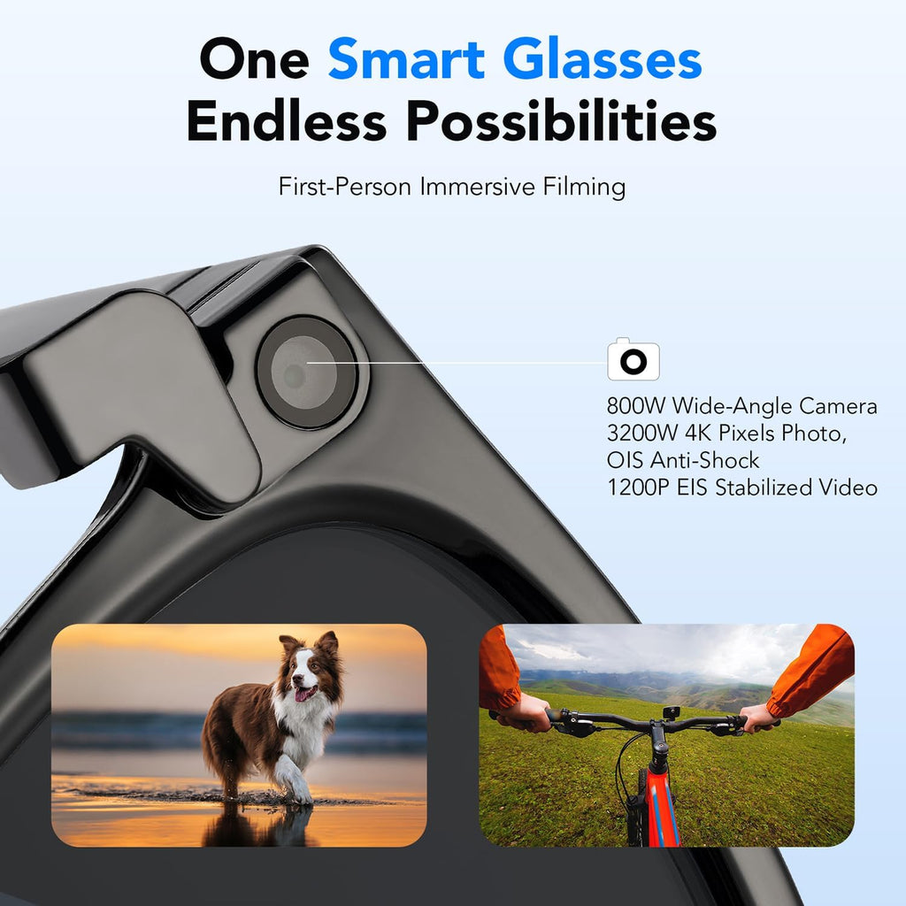 King Will AI Bluetooth Smart Glasses with 8MP Camera & Privacy Protection, 4K 1200P Pro-Stabilized Video Recording, 139+ Language Real-Time Translation, AI Voice Assistant, 8H Playtime, Sunglass Lens