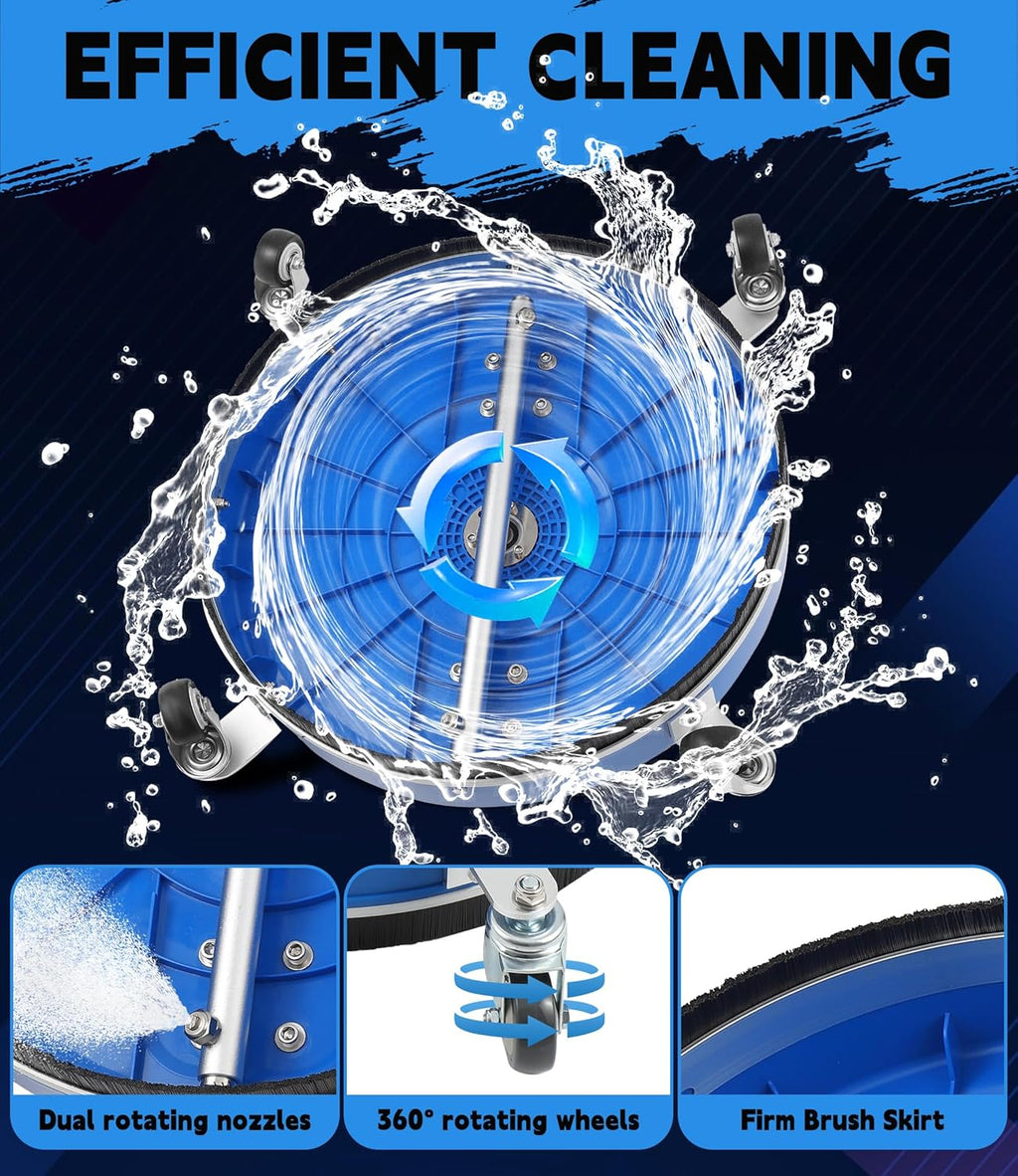 M MINGLE 18” Pressure Washer Surface Cleaner, 4500 PSI Surface Cleaner Power Washing, Pressure Washer Accessories for Driveways, Concretes, Patios, Sidewalks