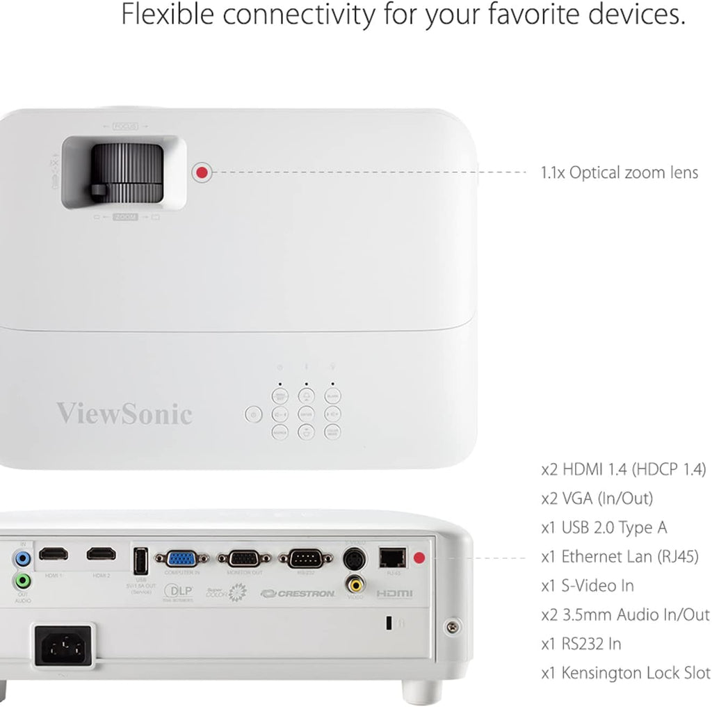 ViewSonic PG701WU 3500 Lumens WUXGA Projector with Vertical Keystone Dual 3D Ready HDMI Inputs and Low Input Latency for Home and Office