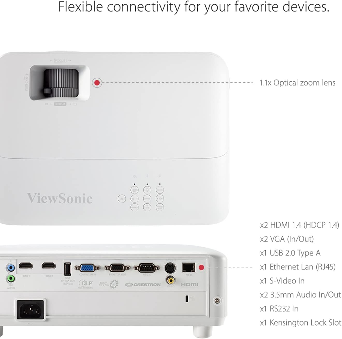 ViewSonic PG701WU 3500 Lumens WUXGA Projector with Vertical Keystone Dual 3D Ready HDMI Inputs and Low Input Latency for Home and Office