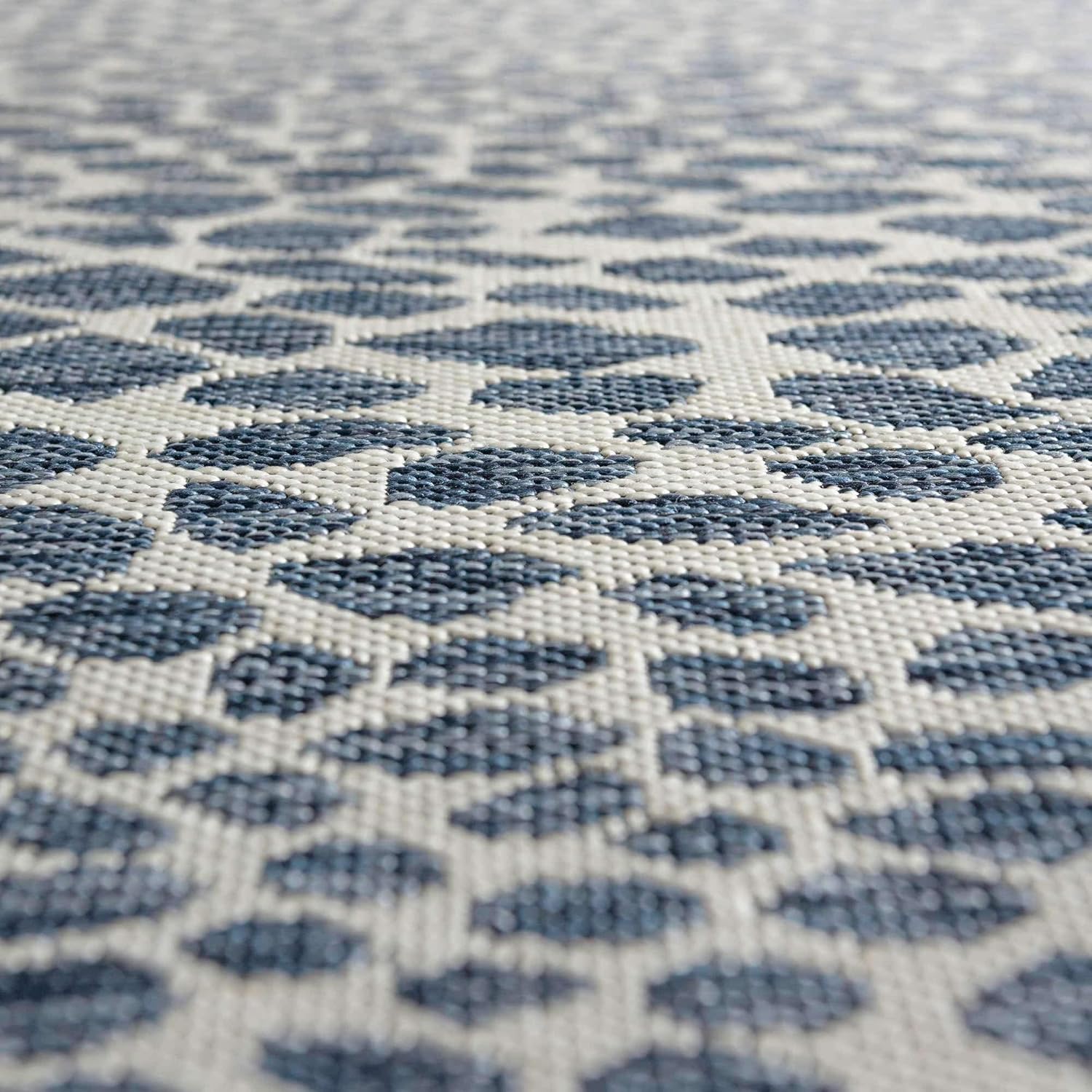 Unique Loom Outdoor Collection Area Rug - Cape Town (9' x 12' Rectangle, Blue/Ivory)