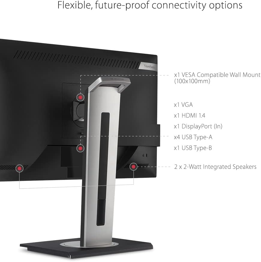 ViewSonic VG2748A 27" IPS 1080p Ergonomic Monitor with Ultra-Thin Bezels, HDMI, DisplayPort, USB, VGA (Renewed)