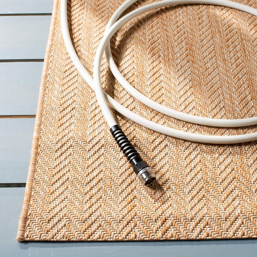 SAFAVIEH Washable Rug Outdoor Courtyard Collection - 9' x 12', Natural & Cream, Non-Shedding & Easy Cleaning, Ideal for Patio, Backyard, Mudroom (CY8022-03012)