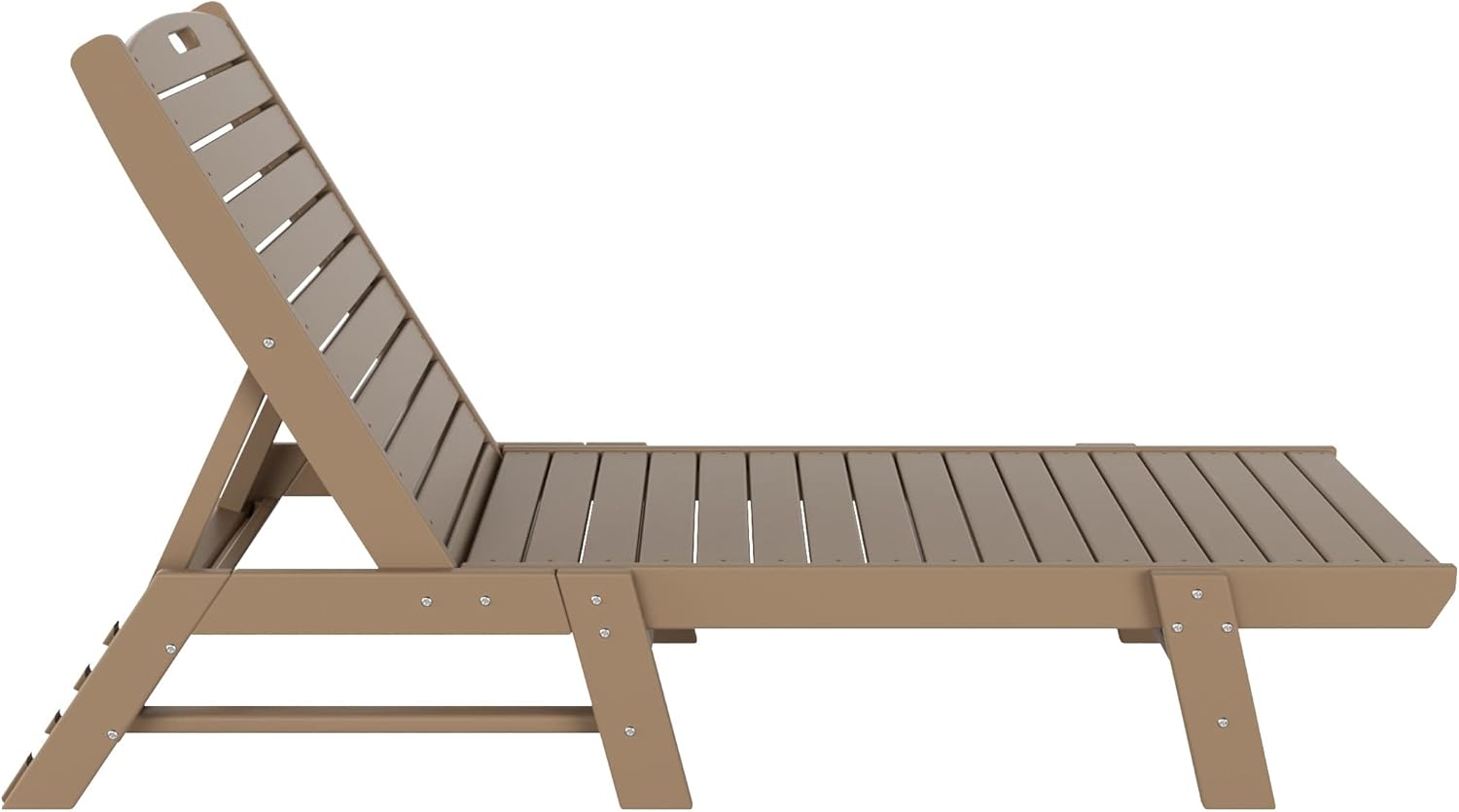 WO Outdoor Lounge Slatted Patio with Lounger Reclining Chaise Lounge with Poly Material 2 PCS Set Chaise HDPE Home Furniture Garden Balcony Pool Hotel Restaurant Resort Porch (Weathered Wood)