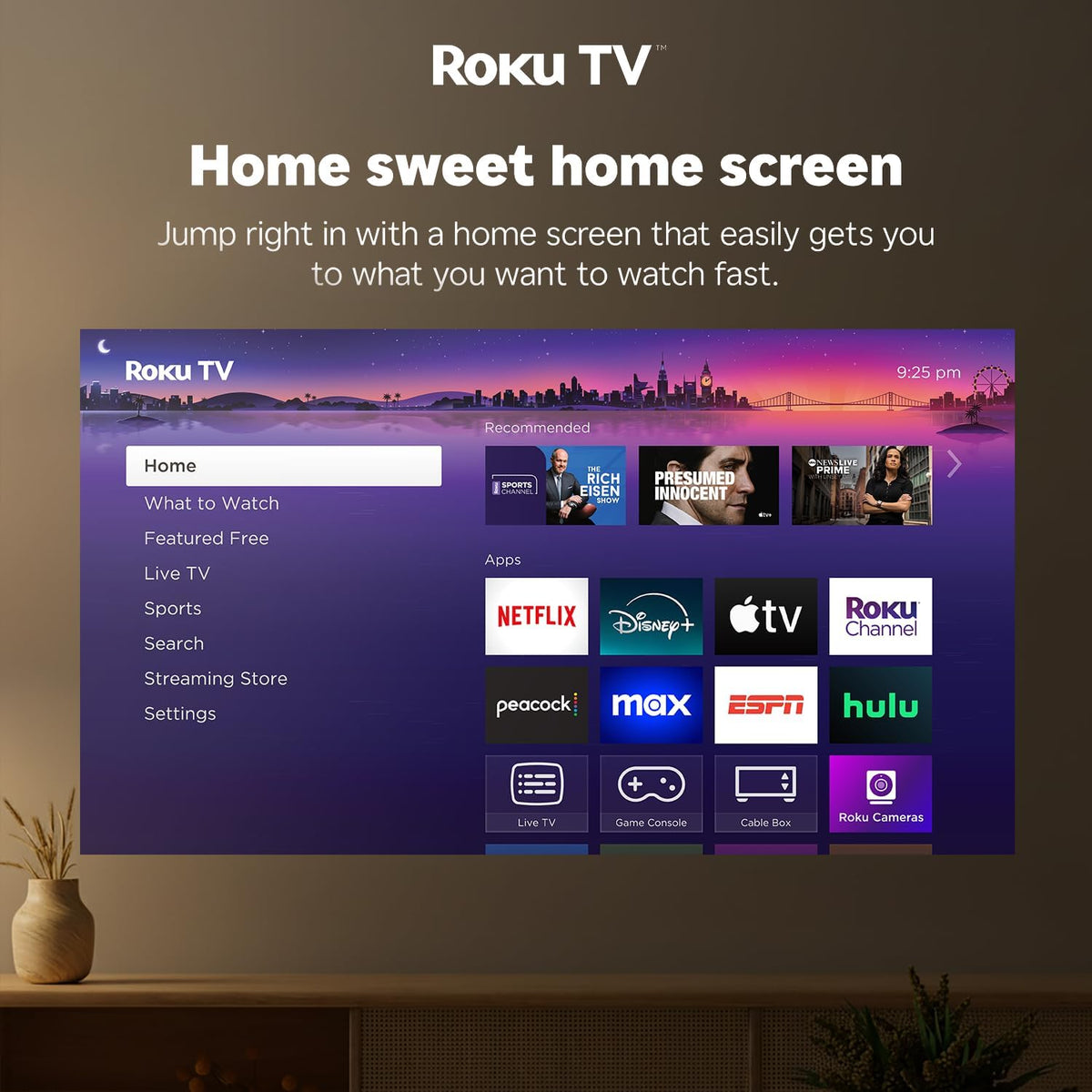 Aurzen Roku TV Smart Projector with Wifi and Bluetooth, D1R Cube Roku Streaming Experience Built-in, Sealed Optical Engine, 1080P FHD, DoIby Audio, Portable Mini Projector for Home/Outdoor Movies