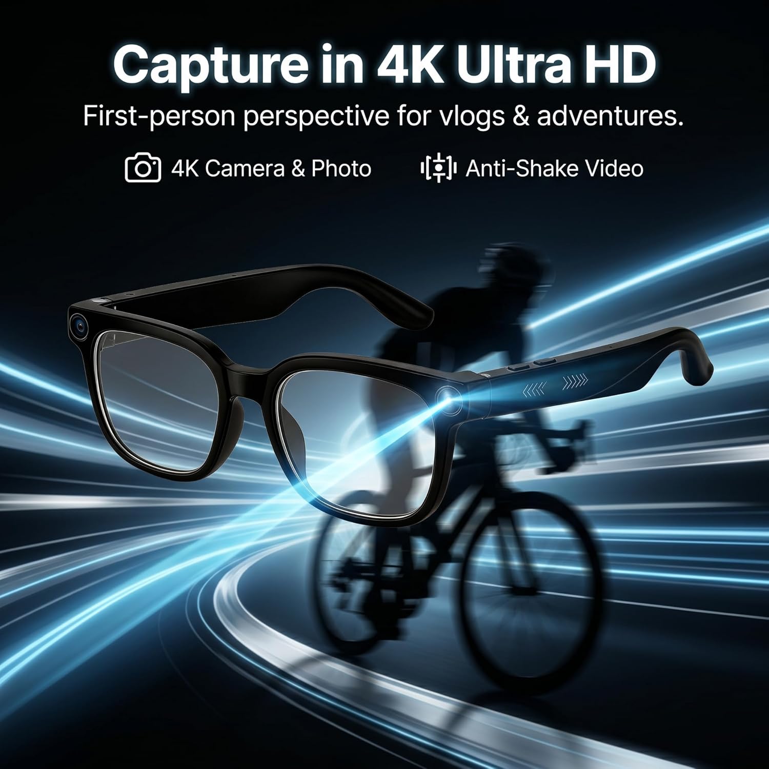 AI Smart Glasses with Camera, 4K HD Video Audio Recording, 164+ Languages Real-Time Translation Bluetooth Sunglasses, AI Voice Assistant, Photochromic Lenses .Voice Control Smart Glasses for Men Women